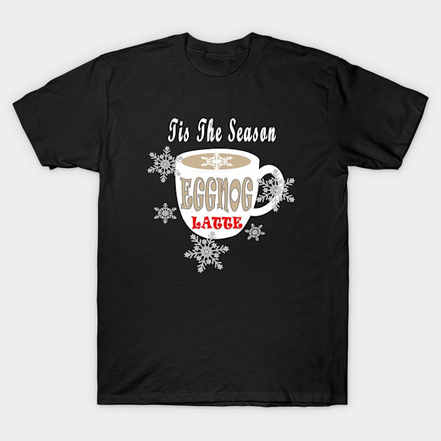 Eggnog Merry Christmas Tis The Season Snowflakes T-Shirt by DesignFunk